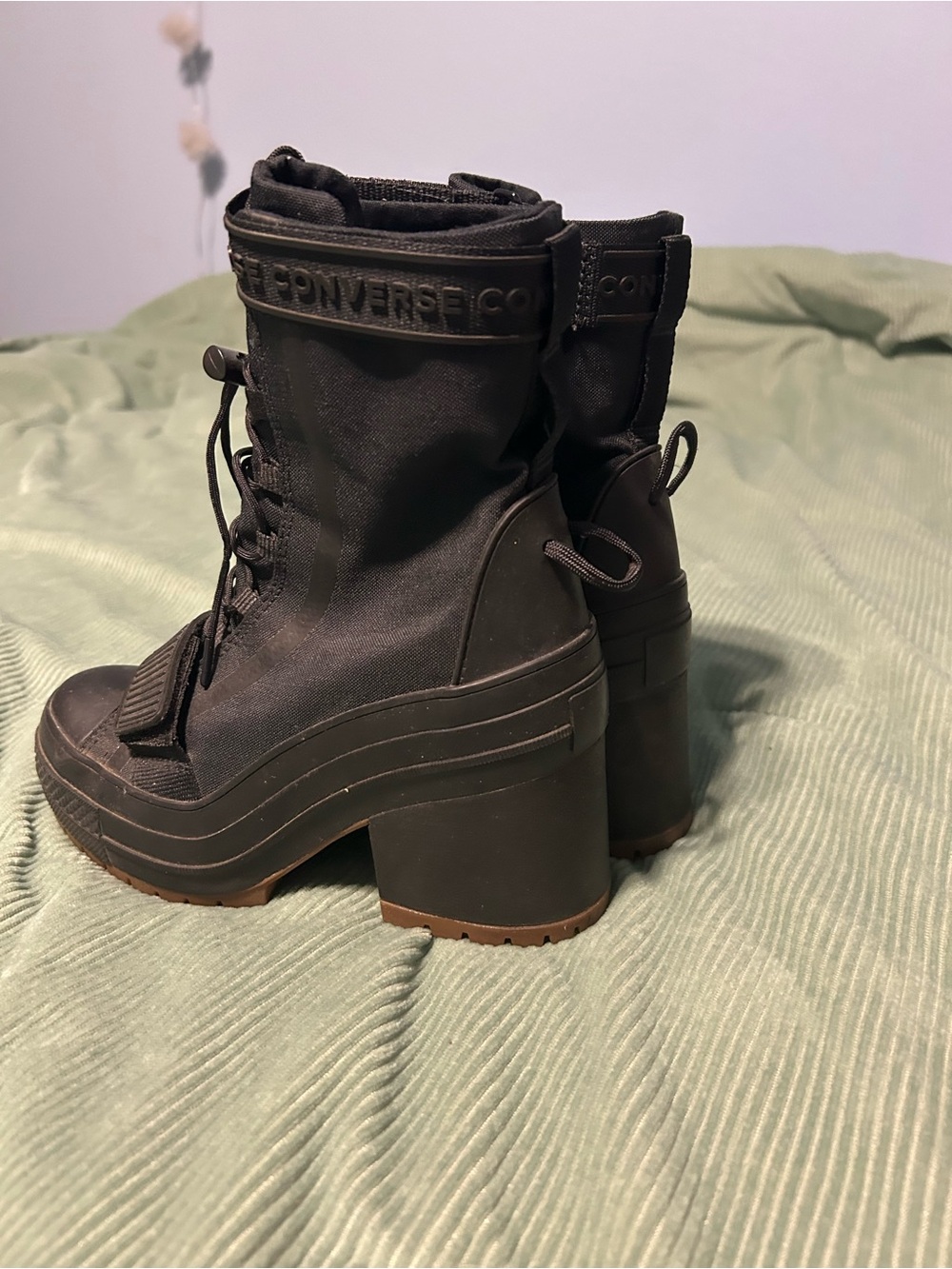 Converse Women's Black Platform Lace-Up Ankle Boots with Strap - Picture 4 of 9